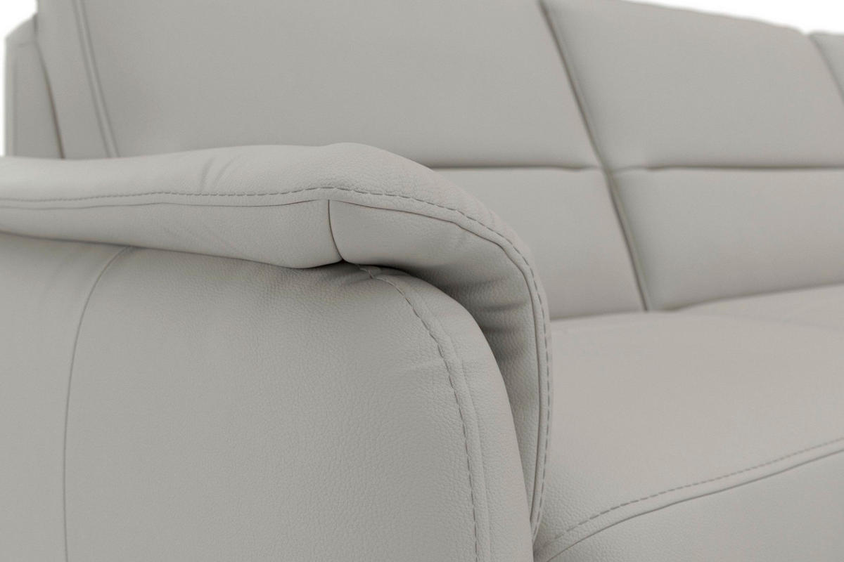 ROHOVÁ SEDAČKA, kůže, světle šedá - barvy dubu/světle šedá, Basics, dřevo/textil (244/163cm) - Sit & More