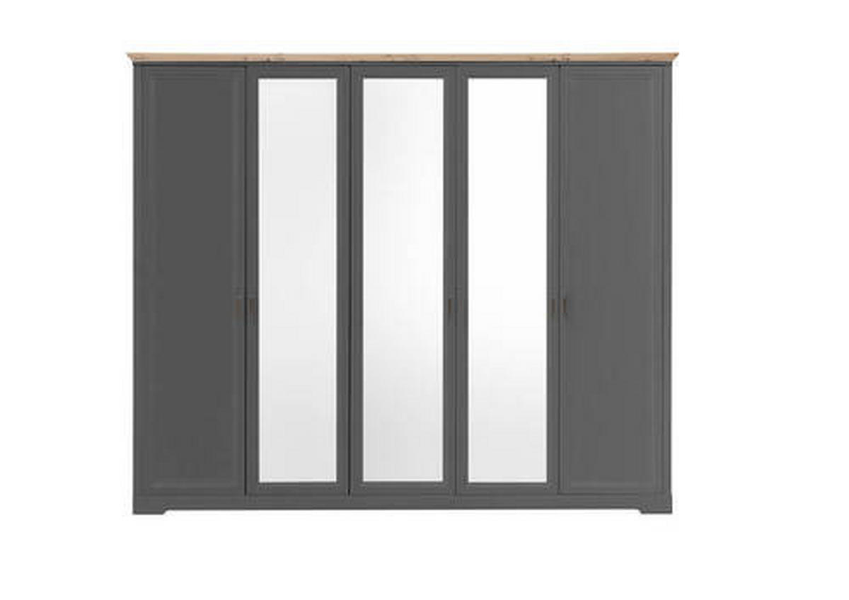 DREHTÜRENSCHRANK  in Graphitfarben, Eiche Artisan  - Graphitfarben/Eiche Artisan, LIFESTYLE, Glas/Holzwerkstoff (264/220/64cm) - Ti'me