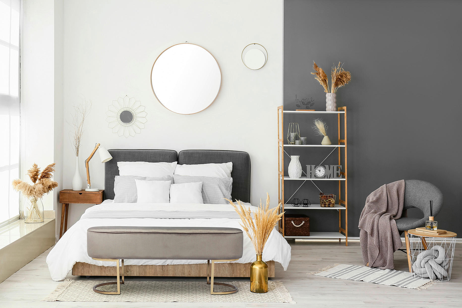 SEDACÍ LAVICE, dřevo, kov, textil, kompozitní dřevo, 105/41/40 cm - barvy zlata/šedohnědá, Design, kov/dřevo (105/41/40cm) - MID.YOU