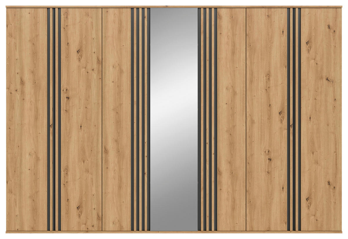 DREHTÜRENSCHRANK  in Anthrazit, Eiche Artisan  - Anthrazit/Eiche Artisan, ROMANTIK / LANDHAUS, Holzwerkstoff (280/192/56cm) - Livetastic