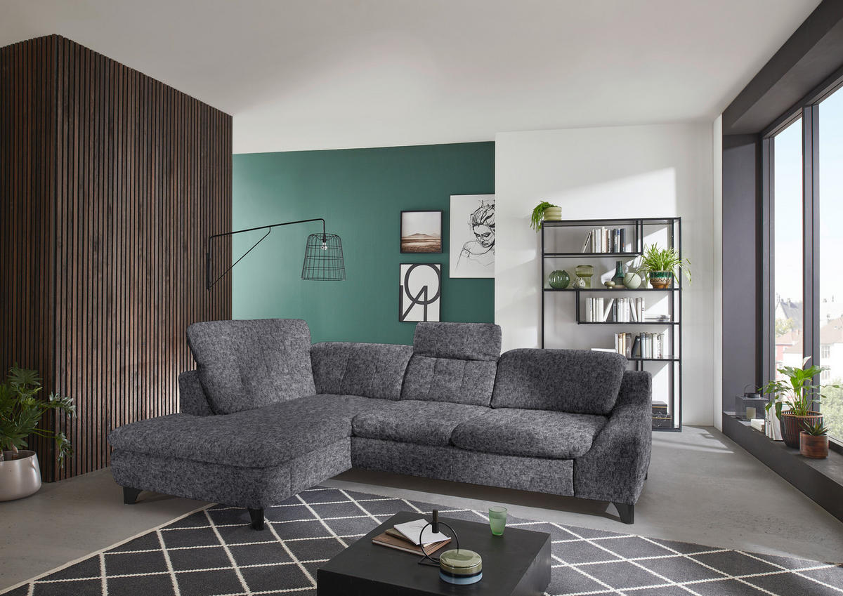 HÖRNSOFFA i chenille antracit  - svart/antracit, Klassisk, metall/textil (200/281cm) - MID.YOU