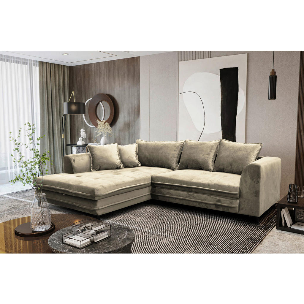 Thumbnail - Livetastic Eckschlafsofa, Beige, Textil, 4-Sitzer, Füllung: Schaumstoff, 277x187 cm, Made in EU, Rücken echt, Armteil li...