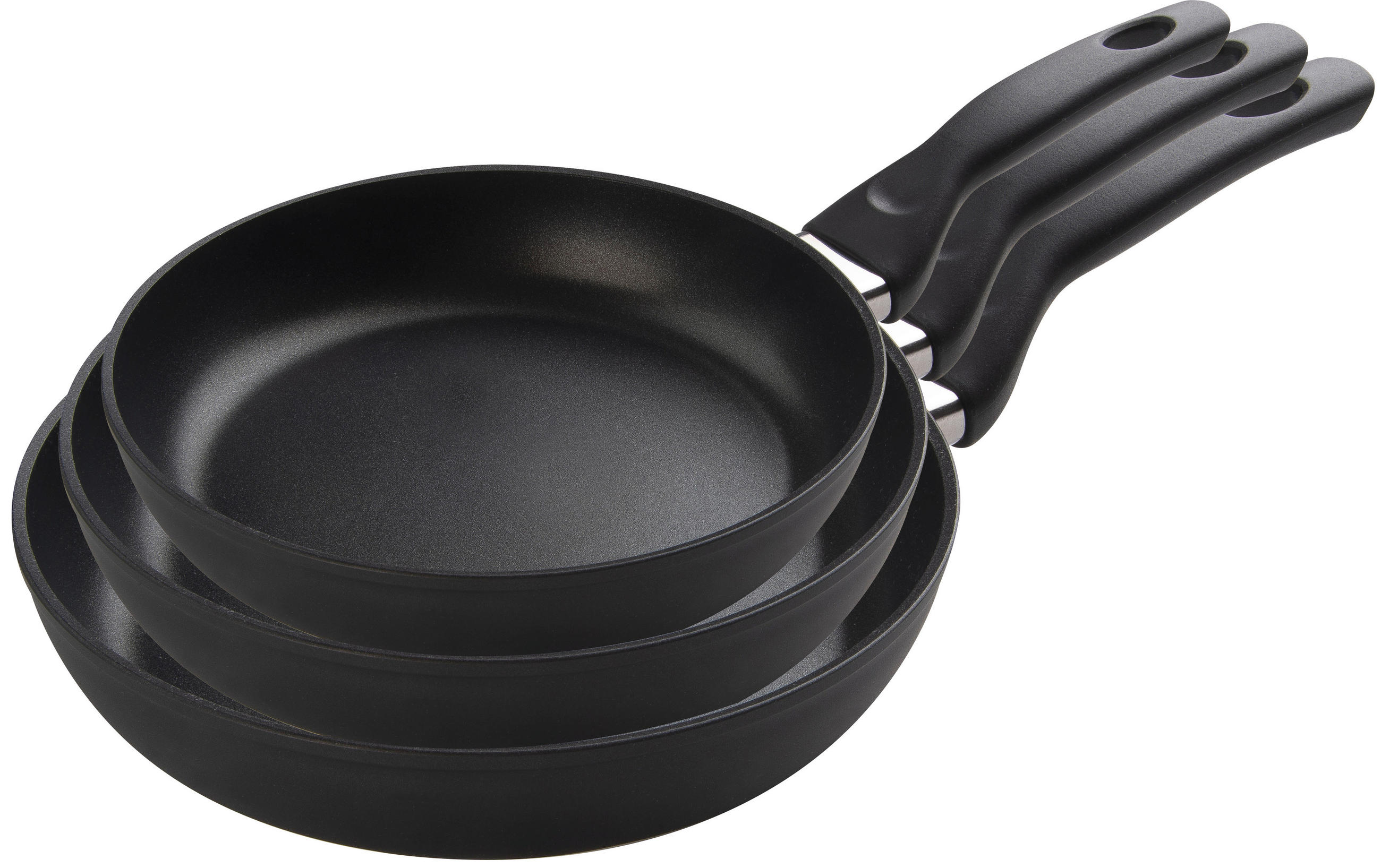 PFANNENSET PANAREA Aluminium 3-teilig  - Schwarz, Basics, Metall - Ballarini