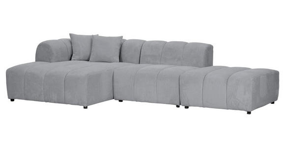 ECKSOFA Hellgrau Cord Zierkissen, Rücken echt  - Hellgrau/Schwarz, KONVENTIONELL, Kunststoff/Textil (162/313cm) - Carryhome