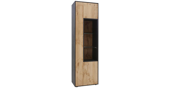 VITRINE in vollmassiv Eiche Anthrazit, Eichefarben - Eichefarben/Anthrazit, Natur, Glas/Holz (60/206/39cm) - Valnatura