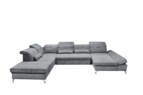 WOHNLANDSCHAFT in Mikrovelours Anthrazit  - Anthrazit/Silberfarben, Modern, Holzwerkstoff/Textil (245/350/168cm) - MID.YOU