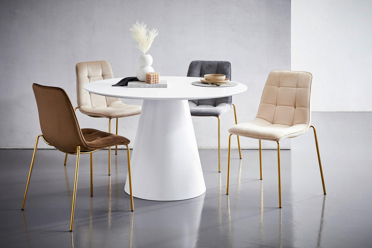 JEDILNA MIZA, bela  - bela, Moderno, leseni material (120/120/76cm) - MID.YOU