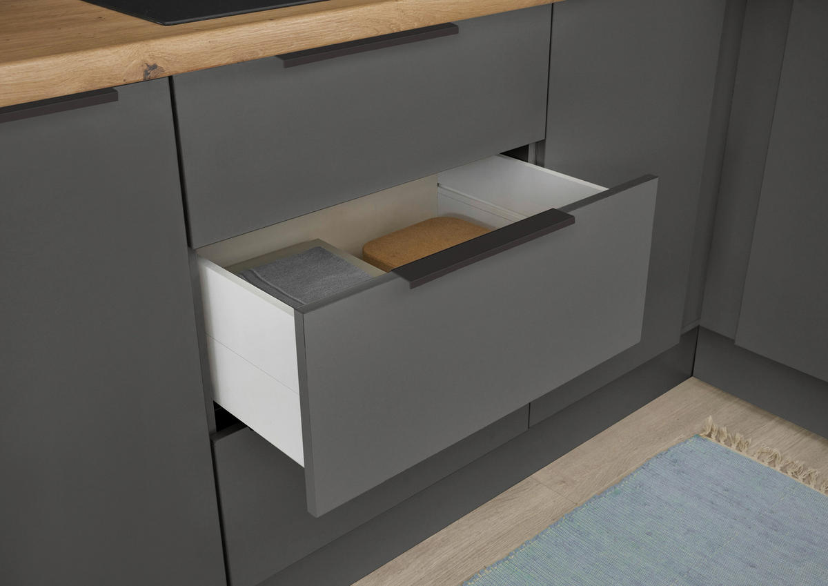 KÜCHENLEERBLOCK   in Graphitfarben  - Schwarz/Graphitfarben, Basics, Holzwerkstoff/Metall (220/211/60cm) - Xora
