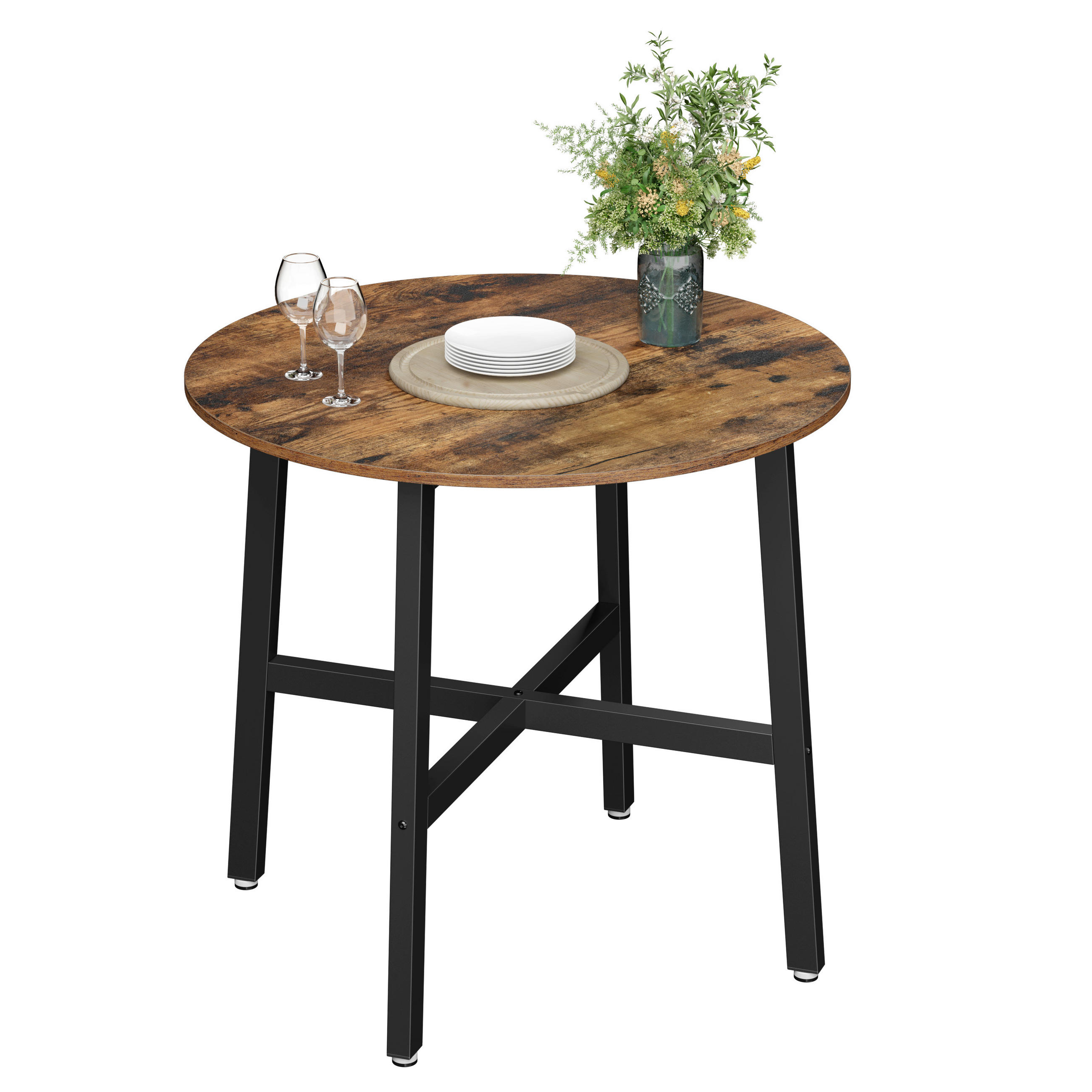 ESSTISCH Braun, Schwarz  - Schwarz/Braun, Trend, Holzwerkstoff/Metall (80/75/80cm) - MID.YOU
