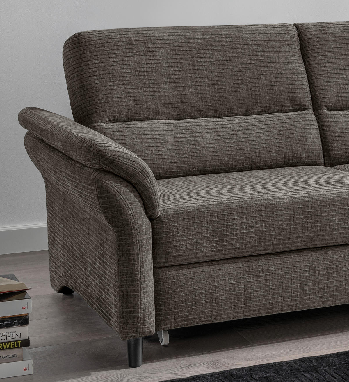 ECKSOFA in Mikrofaser Graubraun  - Graubraun/Schwarz, Modern, Holz/Textil (279/176cm) - Livetastic