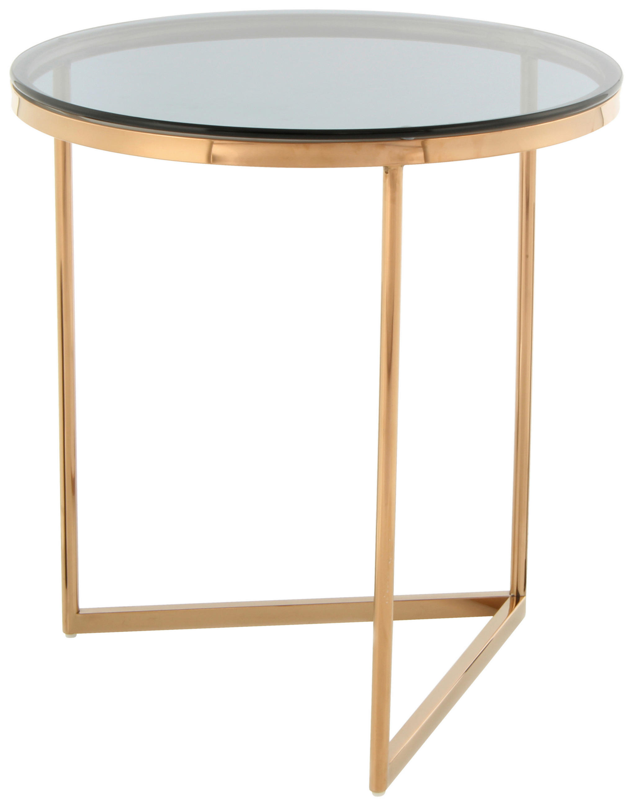BEISTELLTISCH in Metall, Glas 50/50/55 cm  - Roségold/Grau, Design, Glas/Metall (50/50/55cm) - Kayoom