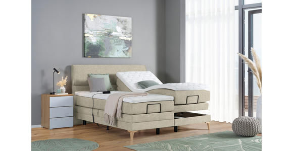 BOXSPRINGBETT 180/200 cm in Beige - Eichefarben/Beige, KONVENTIONELL, Holz/Textil (180/200cm) - Voleo