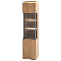 VITRÍNA, trámový dub, dub bianco, 50/204/37 cm - sivá/dub bianco, Modern, kov/drevo (50/204/37cm) - Linea Natura