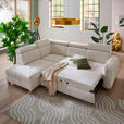ECKSOFA inkl. Funktionen Weiß Samt  - Weiß, Natur, Holz/Textil (206/261cm) - Venda