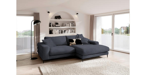 ECKSOFA  in Flachgewebe Dunkelgrau  253/177 cm  - Dunkelgrau/Schwarz, Design, Textil/Metall (253/177cm) - Dieter Knoll