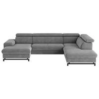 WOHNLANDSCHAFT Grau Chenille  - Schwarz/Grau, Textil/Metall (165/328/215cm) - MID.YOU