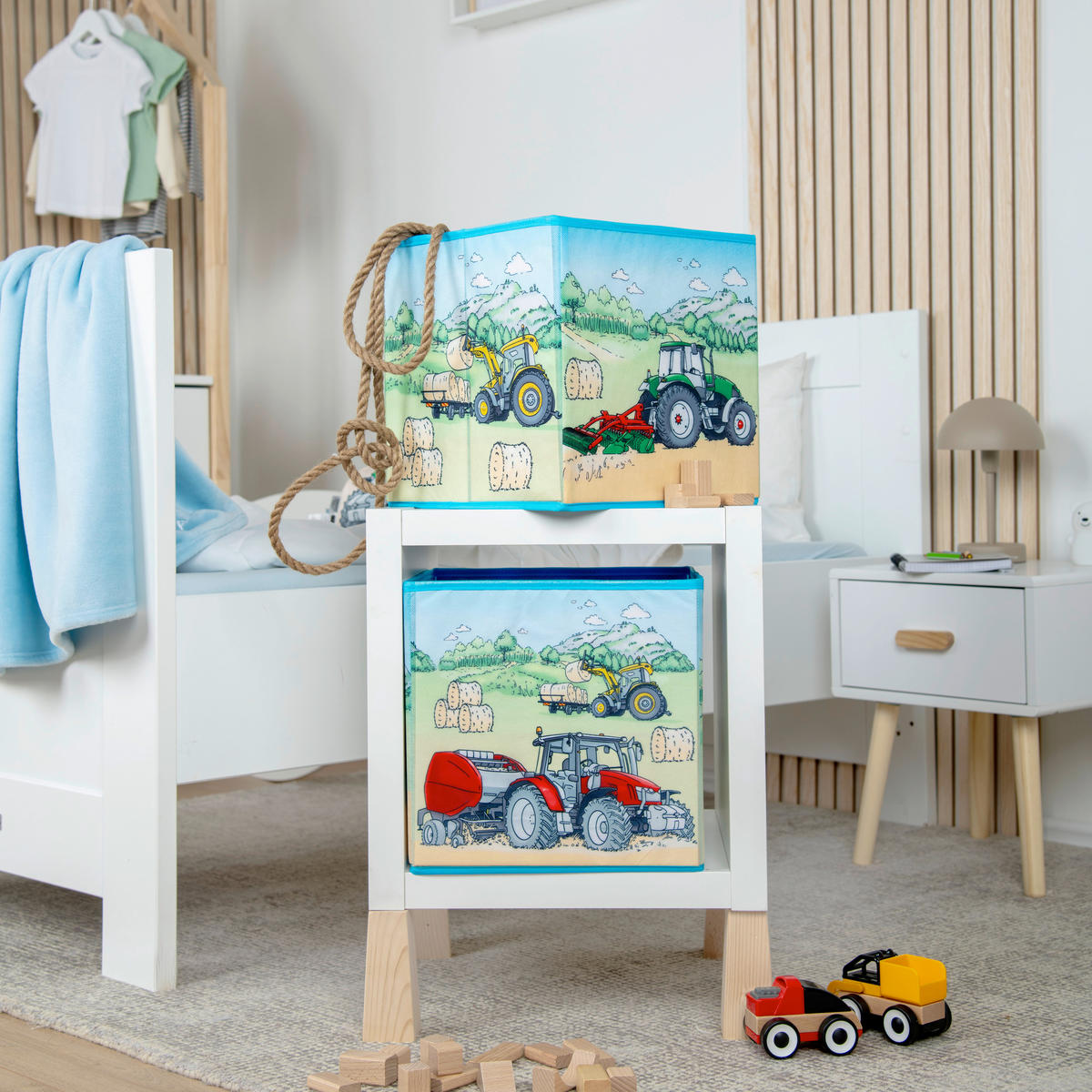 AUFBEWAHRUNGSBOX Traktor  - Multicolor/Hellgrün, Basics, Textil (30/30/30cm) - Herding