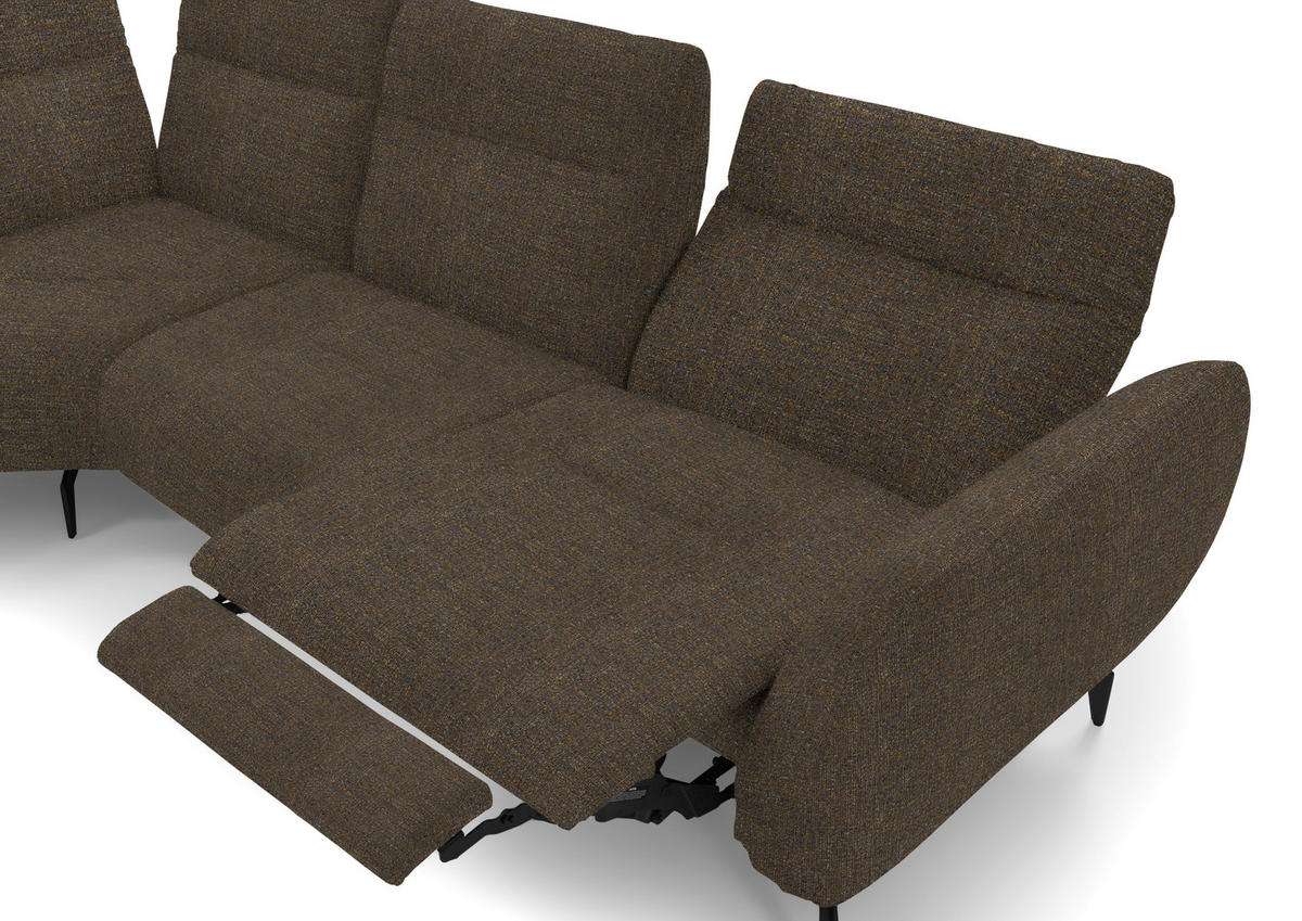 ECKSOFA in Webstoff Braun  - Schwarz/Braun, Design, Textil/Metall (223/290cm) - Moderano