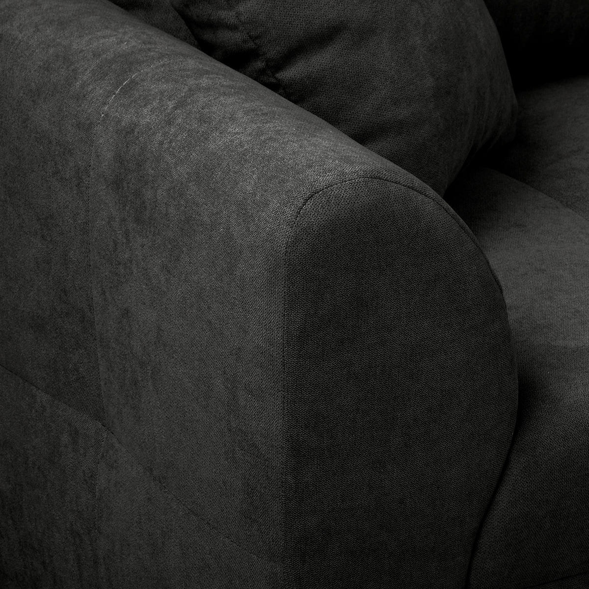 ECKSOFA Mikrofaser Schwarz  - Schwarz/Naturfarben, Design, Holz/Textil (231/161cm) - Livetastic