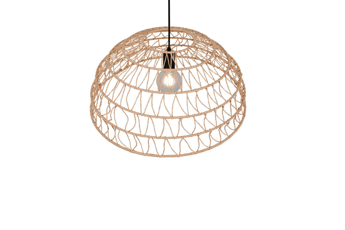 PENDELLEUCHTE 60/150 cm    - Schwarz/Braun, Natur, Papier/Metall (60/150cm)