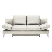 SCHLAFSOFA Weiß Echtleder  - Chromfarben/Weiß, Design, Leder/Metall (200/85/90cm) - Novel