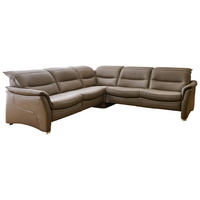 ECKSOFA inkl. Funktionen Valdera Dunkelbraun Echtleder Rücken echt, Kopfteilverstellung  - Dunkelbraun/Alufarben, Design, Leder/Metall (277/277cm) - Valdera