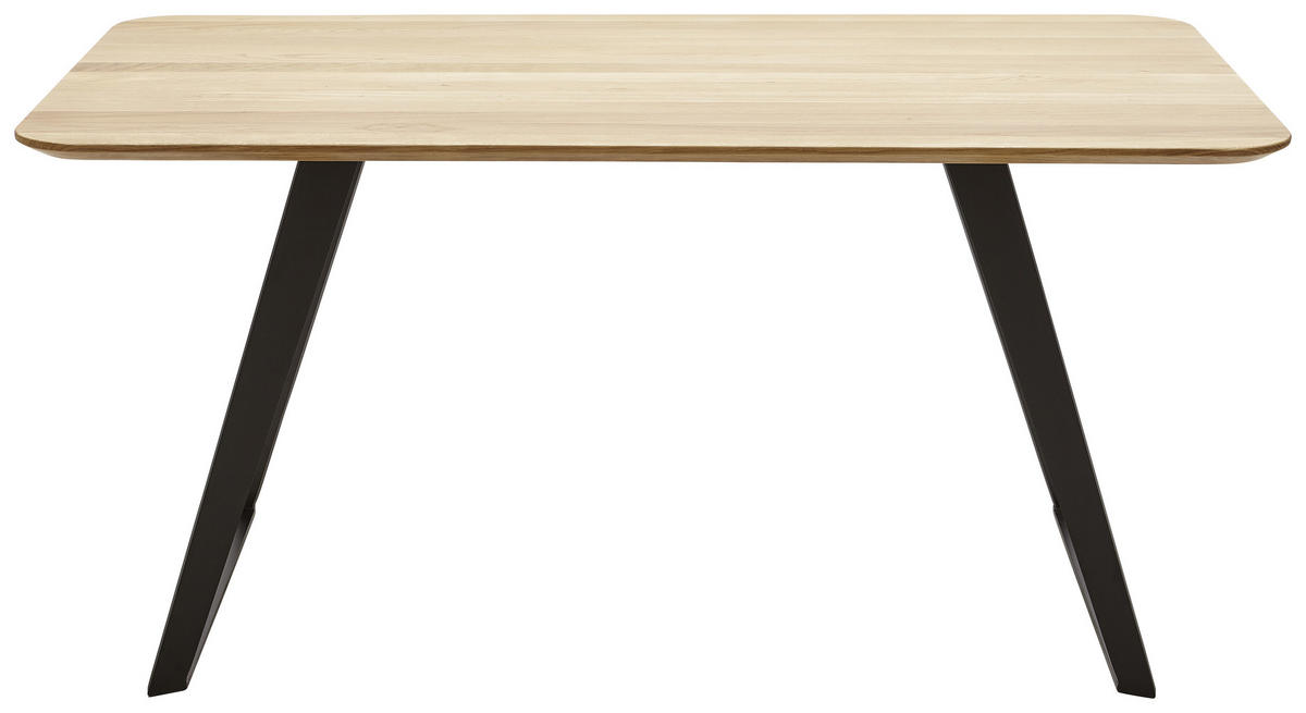ESSTISCH Wildeiche massiv rechteckig Schwarz, Eichefarben  - Eichefarben/Schwarz, Design, Holz/Metall (160/90/76cm) - Voleo