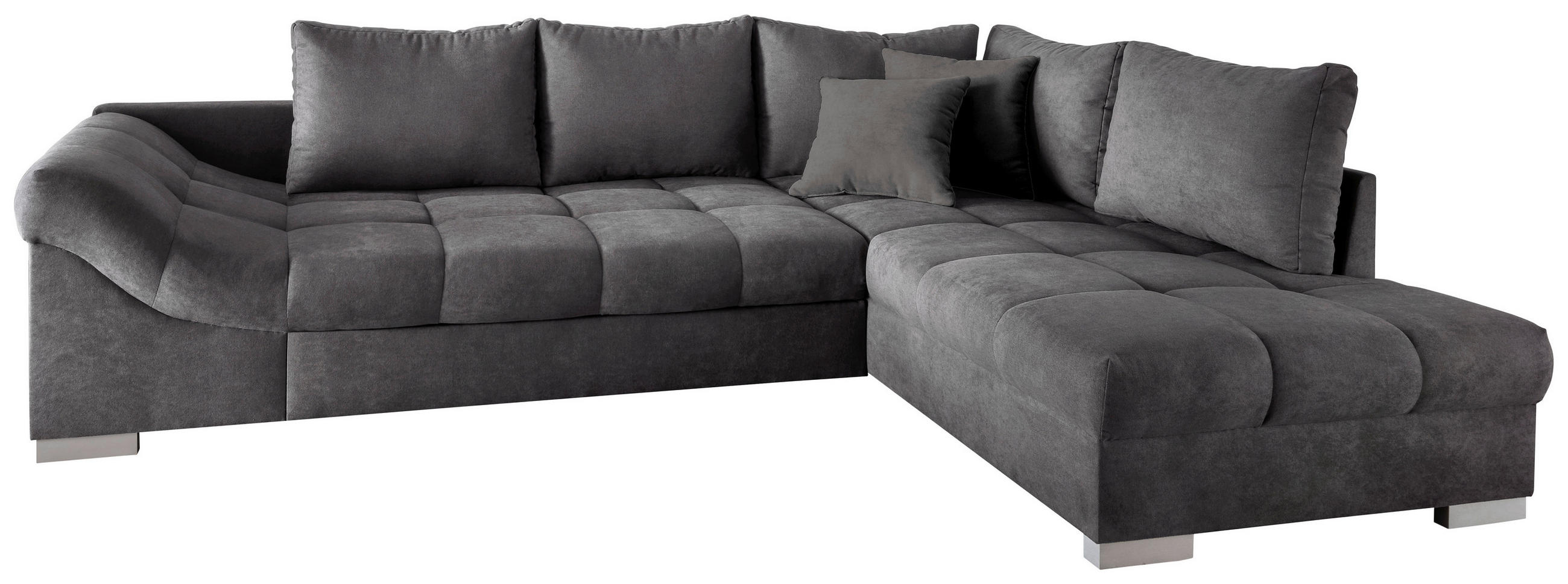 ECKSCHLAFSOFA  in Mikrofaser Anthrazit  - Anthrazit/Silberfarben, Design, Holz/Textil (298/202cm) - P & B