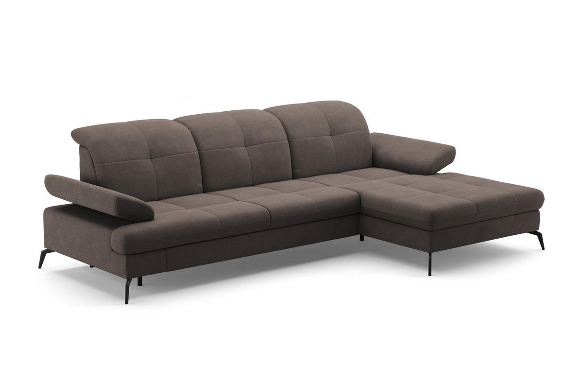 ECKSOFA in Flachgewebe Graphitfarben  - Schwarz/Graphitfarben, Konventionell, Textil/Metall (279/185cm) - Sit & More