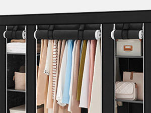 STOFFSCHRANK Schwarz  - Schwarz, Basics, Kunststoff/Textil (150/175/45cm)