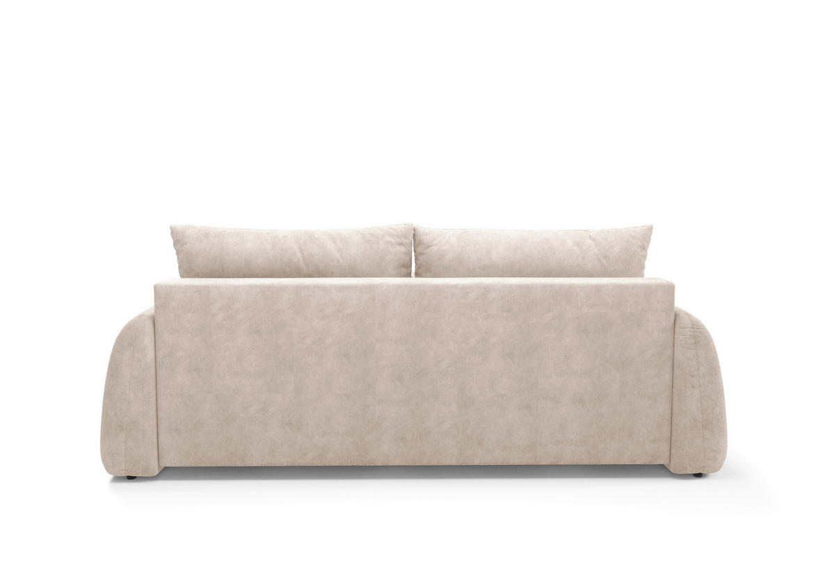SCHLAFSOFA GERONIMO  mit Velours Beige  - Beige/Schwarz, Design, Kunststoff/Textil (252/93/167cm) - Livetastic