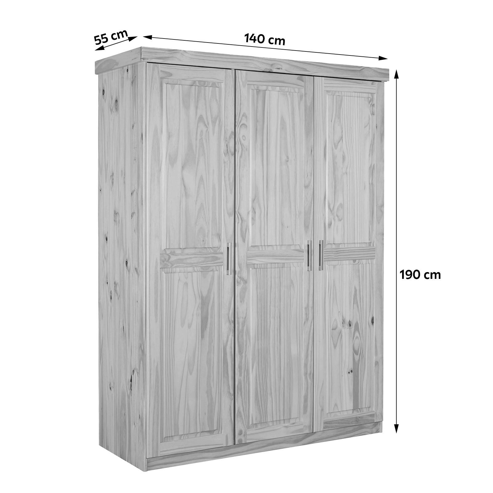 DREHTÜRENSCHRANK 140/190/55 cm 3-türig Naturfarben  - Silberfarben/Naturfarben, LIFESTYLE, Holz/Kunststoff (140/190/55cm) - MID.YOU