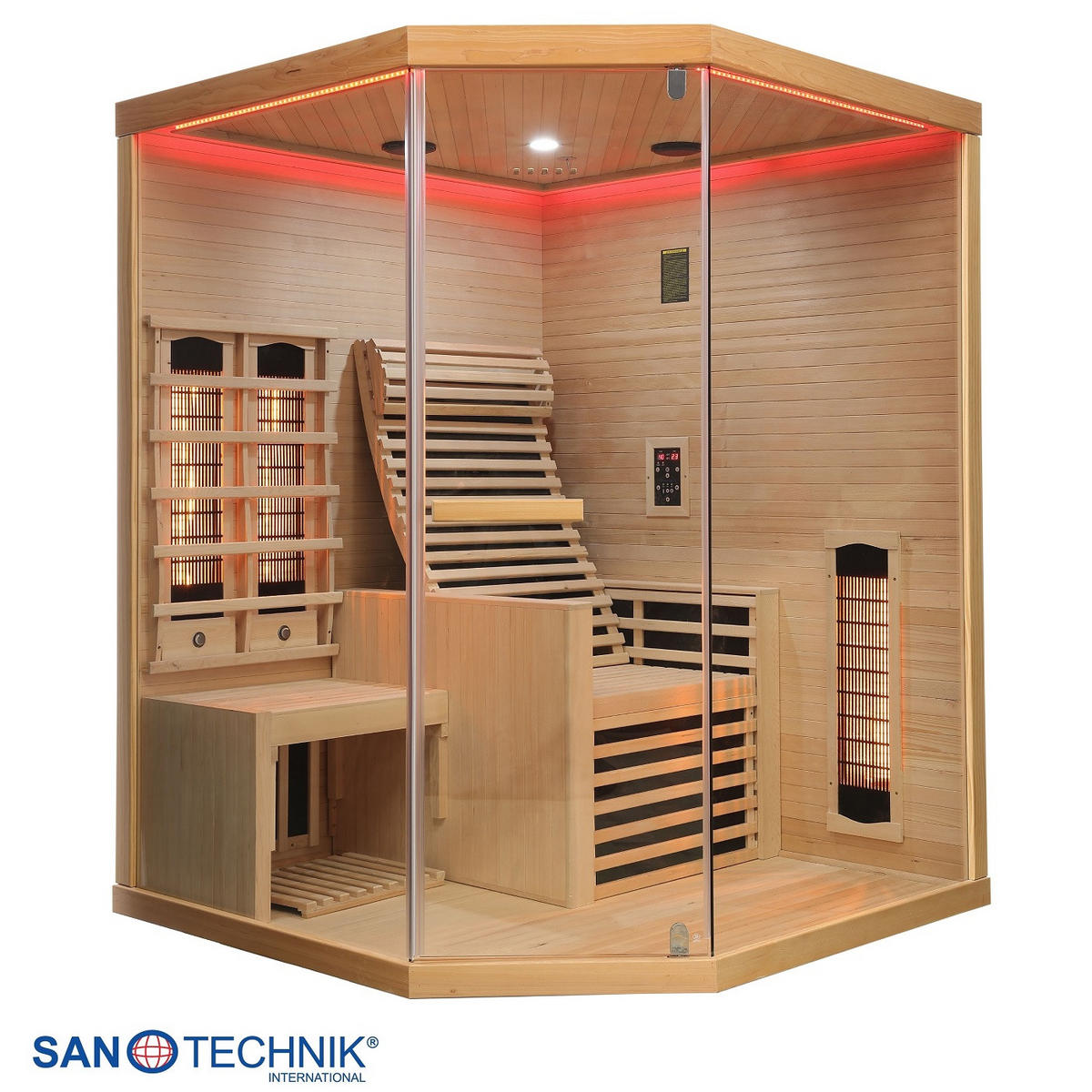 INFRAROTKABINE für 2 Personen Carbon 3  - Naturfarben, KONVENTIONELL, Holz (150/150/195cm) - Sanotechnik