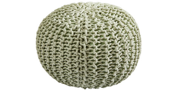 POUF Textilgeflecht Uni Grau 55/55/35 cm  - Grau/Grün, Trend, Textil (55/55/35cm) - Linea Natura