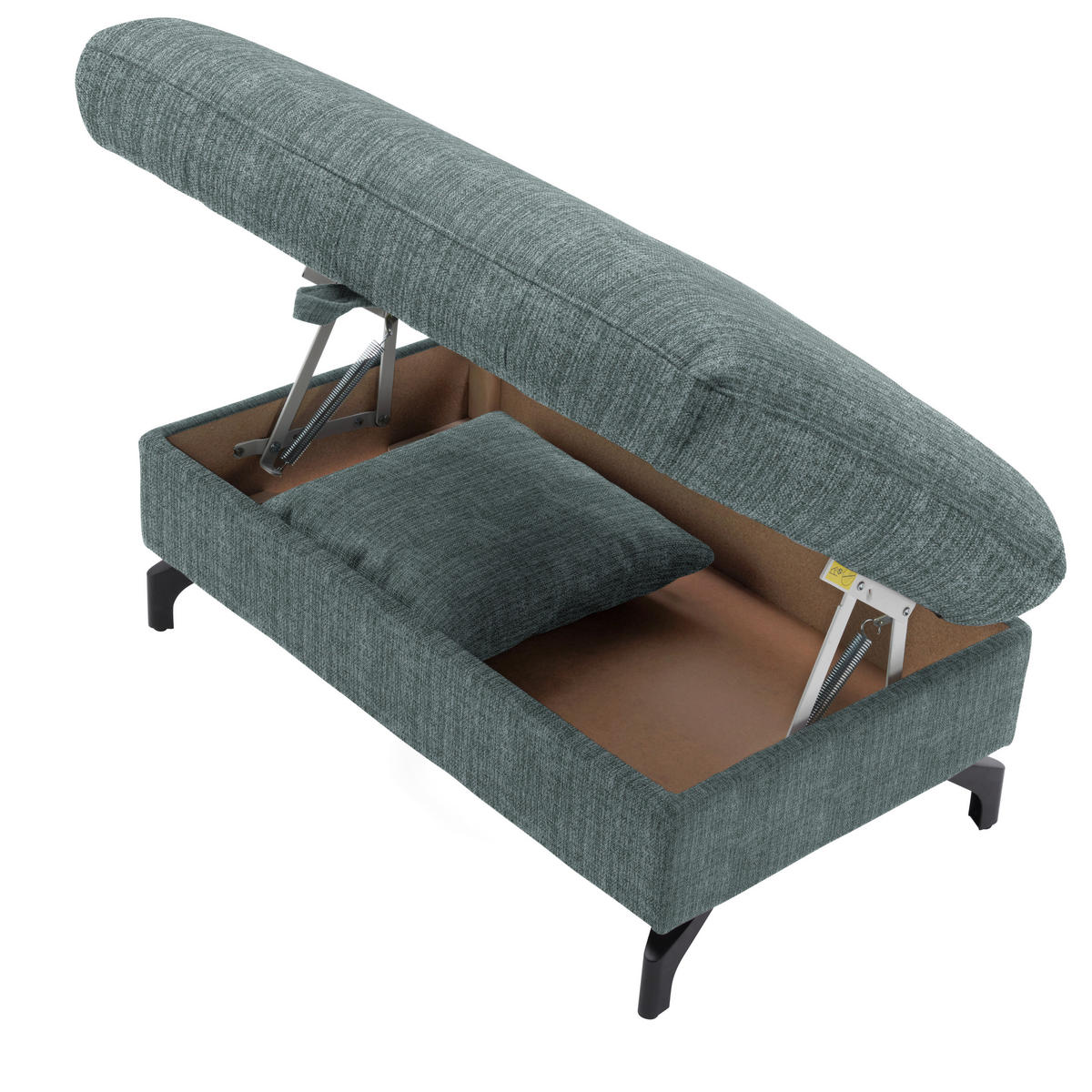 ECKSOFA in Flachgewebe, Leinenoptik Blau  - Blau/Schwarz, Design, Textil/Metall (208/247cm) - Xora