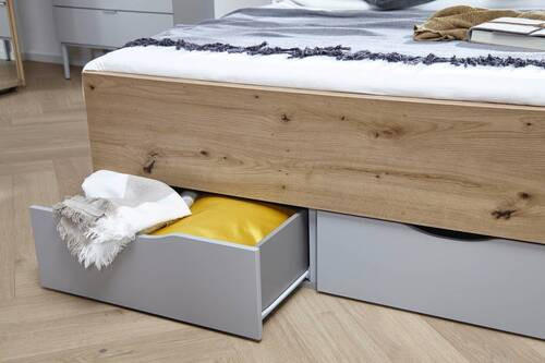 BETT 120/200 cm Grau, Eichefarben - Eichefarben/Grau, Trend (120/200cm) - Stylife