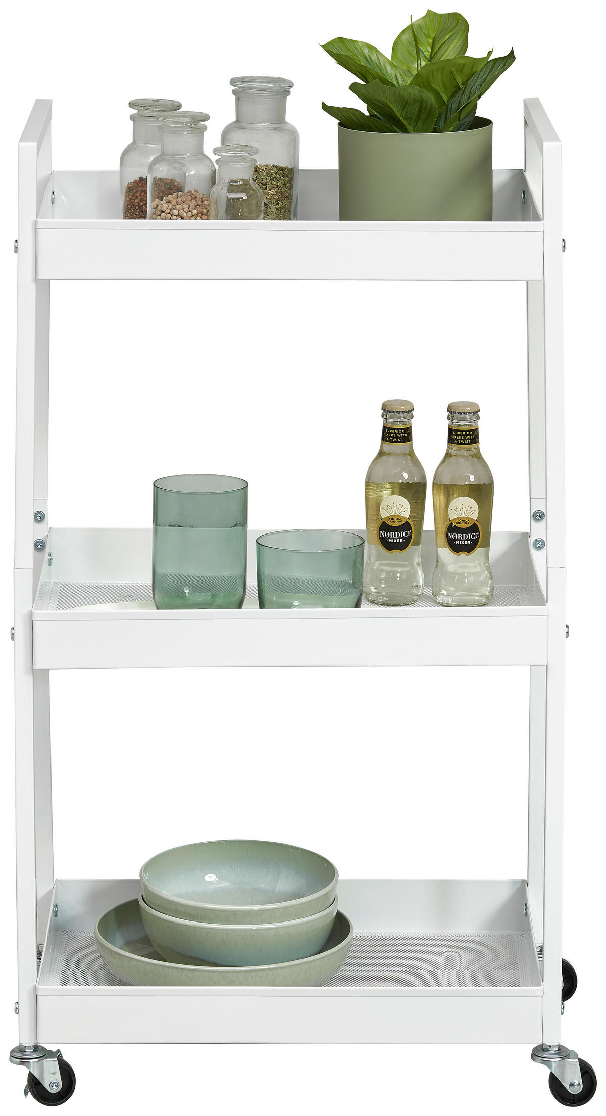 TÁLALÓKOCSI fehér  - fehér, Basics, műanyag/fém (45/30/80cm) - Boxxx