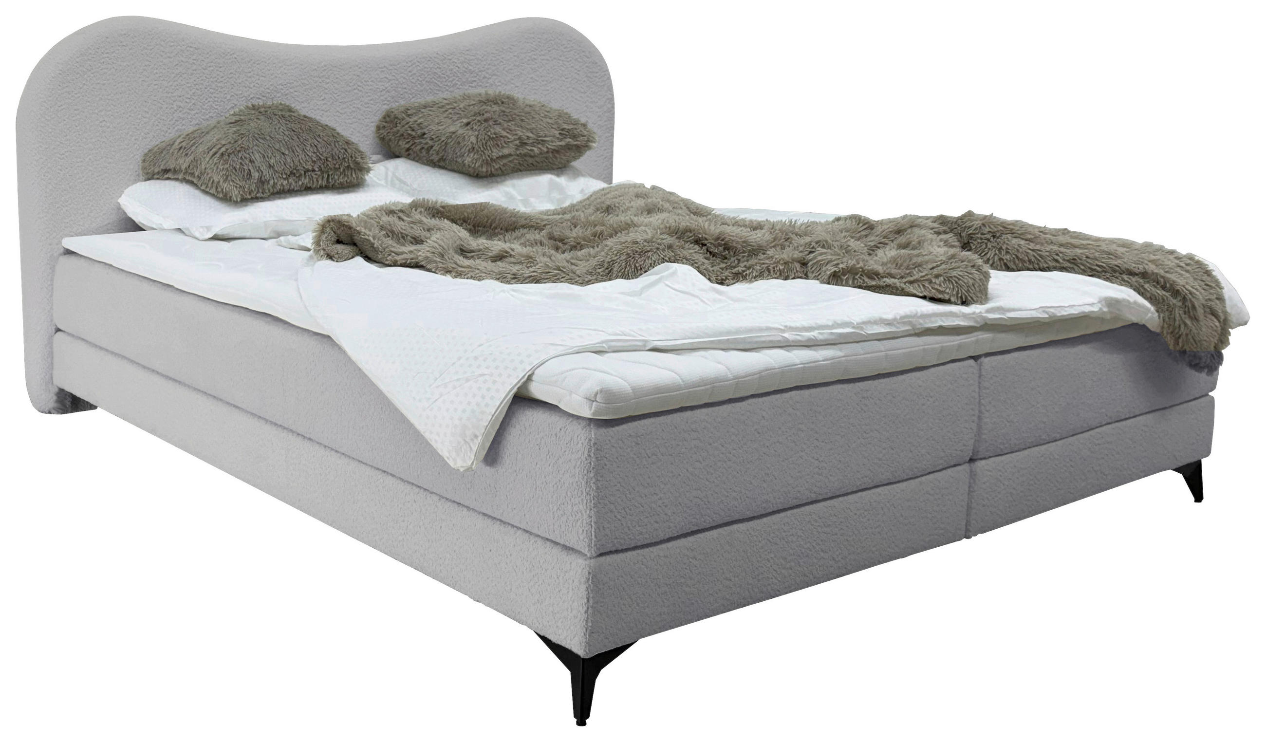 POLSTERBETT Grau 180/200 cm  - Schwarz/Grau, MODERN, Textil/Metall (180/200cm) - Livetastic
