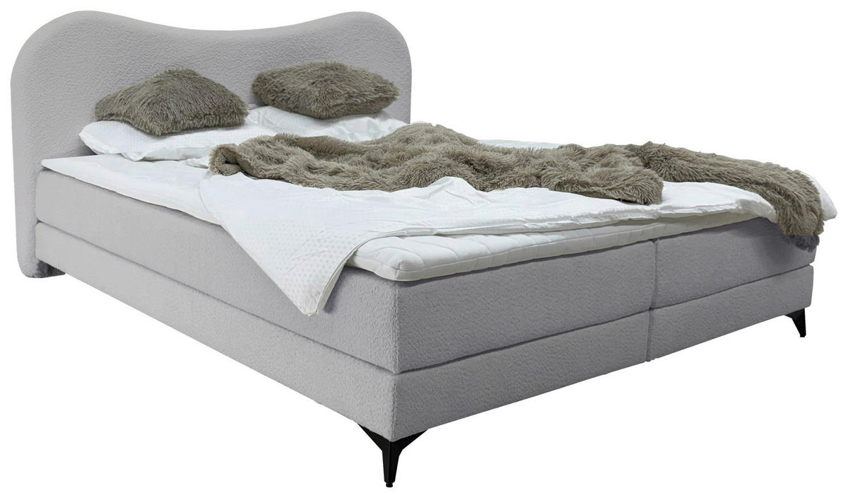POLSTERBETT Grau 160/200 cm  - Schwarz/Grau, MODERN, Textil/Metall (160/200cm) - Livetastic