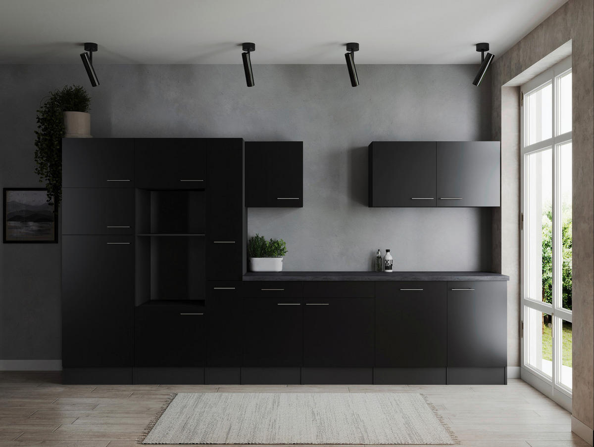 MODULKÖK UTAN VITVAROR 370 cm   i grå, svart  - silver/grå, Design, metall/trämaterial (370cm) - Respekta