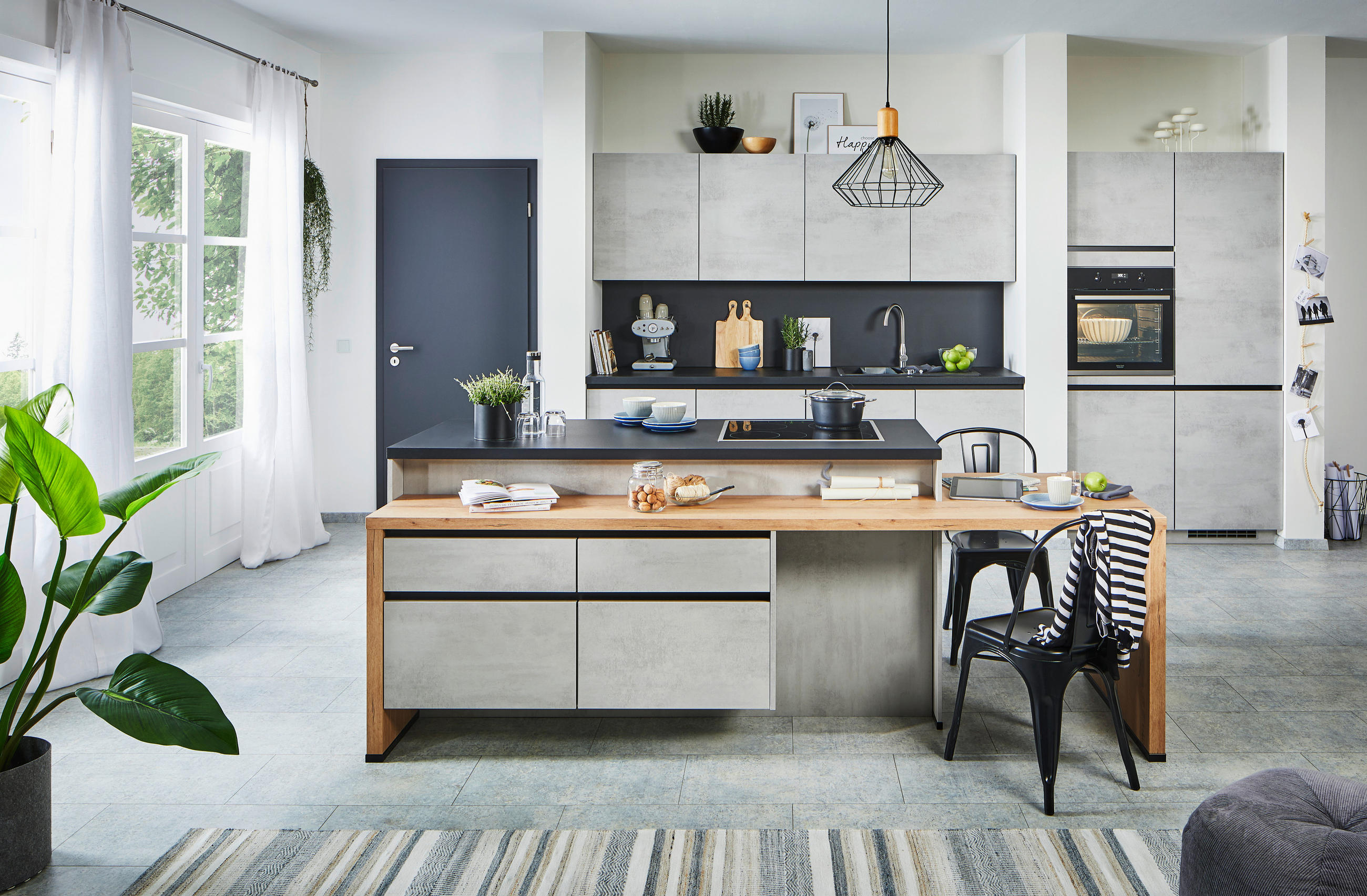 EINBAUKÜCHE   - Grau, Design, Holzwerkstoff - Celina