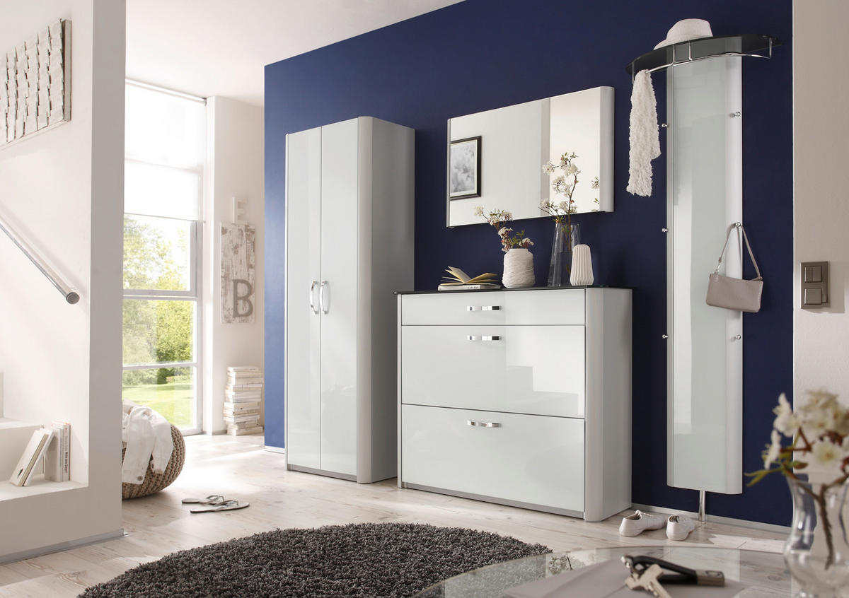 GARDEROBENSCHRANK  in 66/187/37,5 cm  - Chromfarben/Alufarben, Design, Glas/Holzwerkstoff (66/187/37,5cm) - Moderano