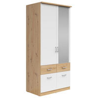 DULAP CU UșI ROTATIVE, 91/199/58 cm, alb, stejar Artisan - argintiu/alb, Modern, plastic/sticlă (91/199/58cm) - Carryhome