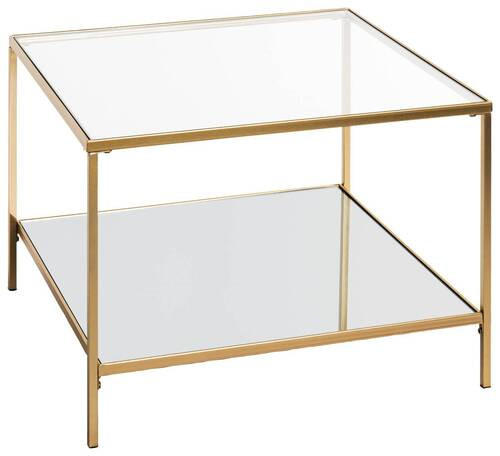 COUCHTISCH Sicherheitsglas, Spiegelglas 60/60/45 cm quadratisch Goldfarben, Klar  - Klar/Goldfarben, MODERN, Glas/Metall (60/60/45cm)