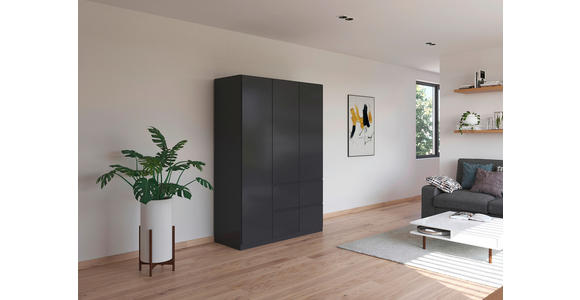 KLEIDERSCHRANK 3-türig Grau - Grau, Trend, Holzwerkstoff/Kunststoff (136/197/54cm) - Xora