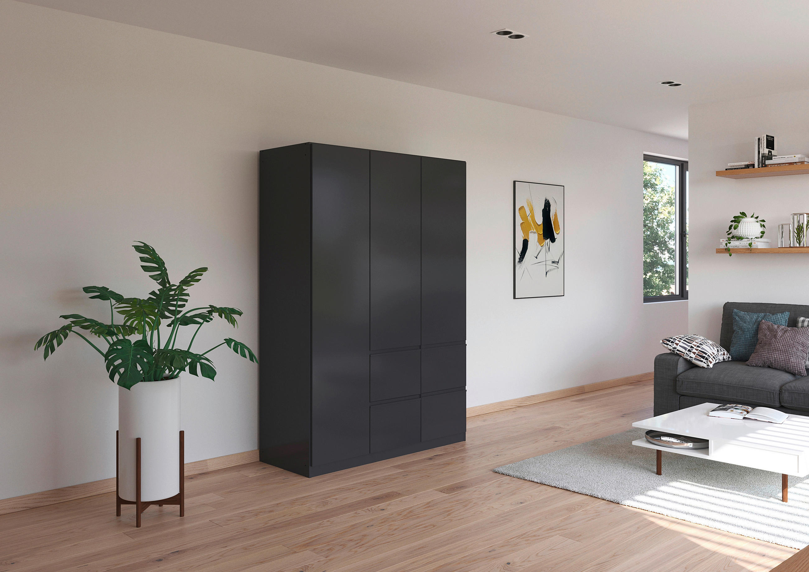 KLEIDERSCHRANK in Grau  - Grau, Trend, Holzwerkstoff/Kunststoff (136/197/54cm) - Xora