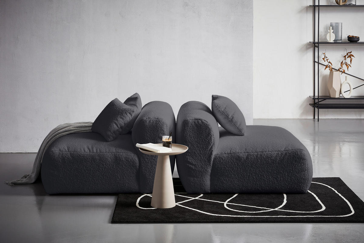 SOFAELEMENT BLOOM Flachgewebe, Teddystoff Dunkelgrau  - Dunkelgrau, Trend, Textil (120/70/122cm) - Livetastic