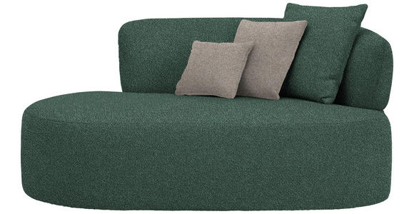RÉCAMIERE in Plüsch Dunkelgrün, Graubraun - Dunkelgrün/Graubraun, MODERN, Kunststoff/Textil (166/86/105cm) - Hom`in