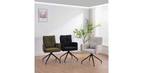 ARMLEHNSTUHL  Sitzfläche 180° drehbar Mikrofaser  - Schwarz, Design, Textil/Metall (60/90/68cm) - Carryhome