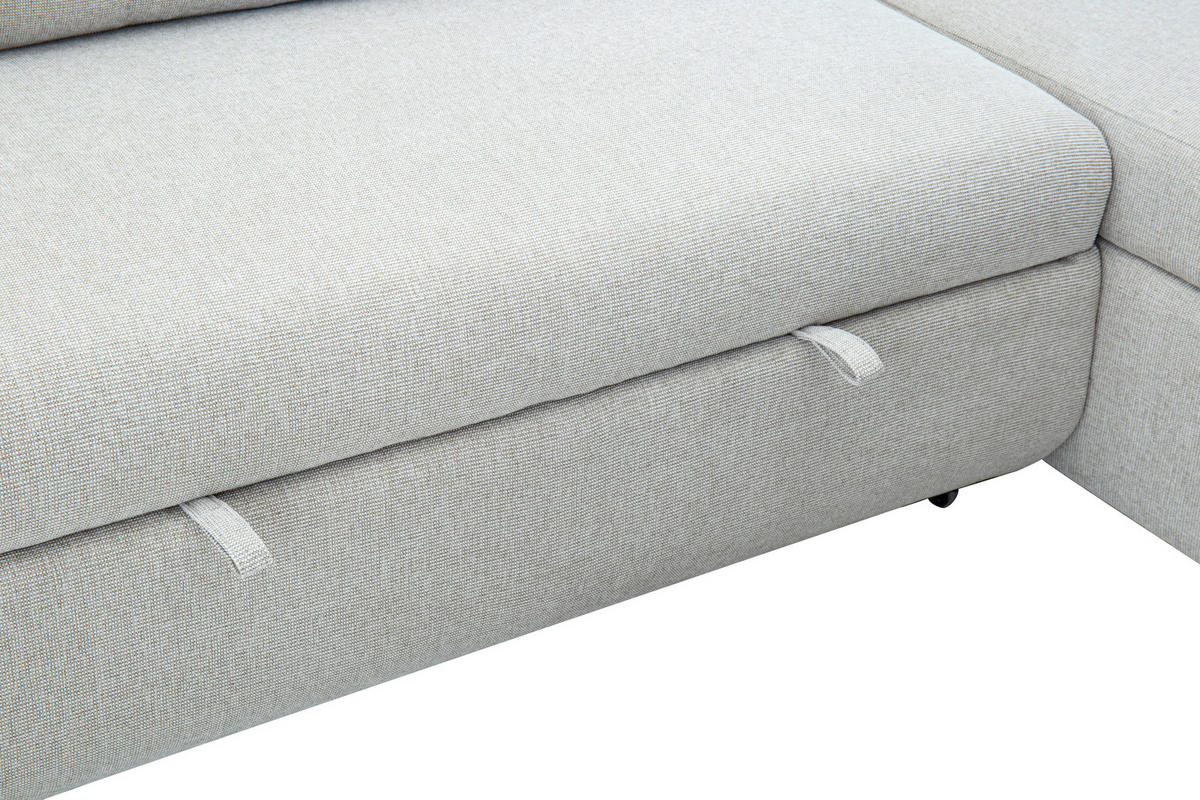 ECKSOFA Leinenoptik Beige  - Beige/Schwarz, Design, Kunststoff/Textil (152,5/225,5cm) - Livetastic